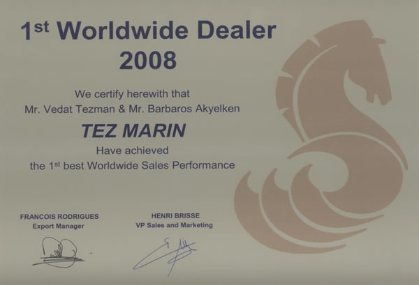 Tezmarin,  Dünya çapında lider distribütör / 2008
